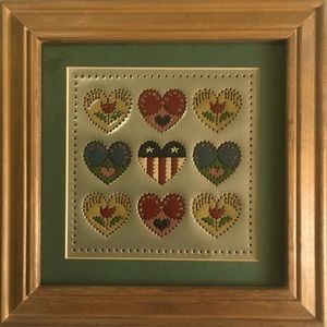 Vintage Original Tin Punch Framed Art